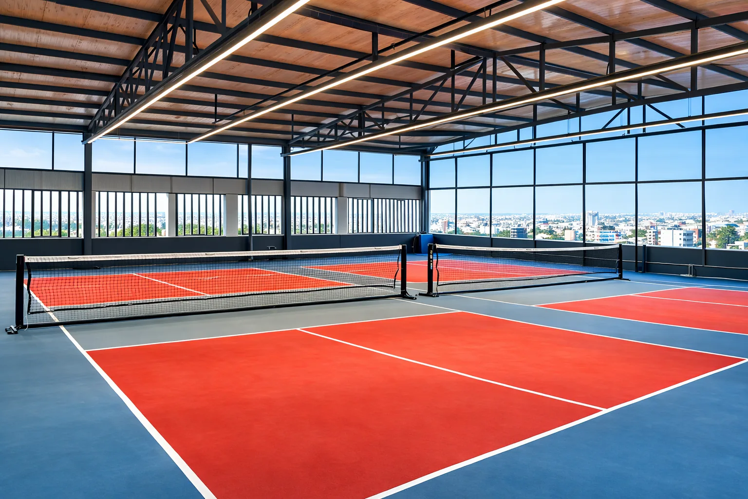 Rooftop pickleball court at Fitness9 Kompally