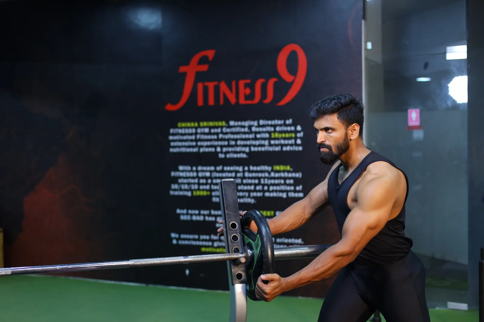 Chikka Srinivas, founder of Fitness9 Gym, training